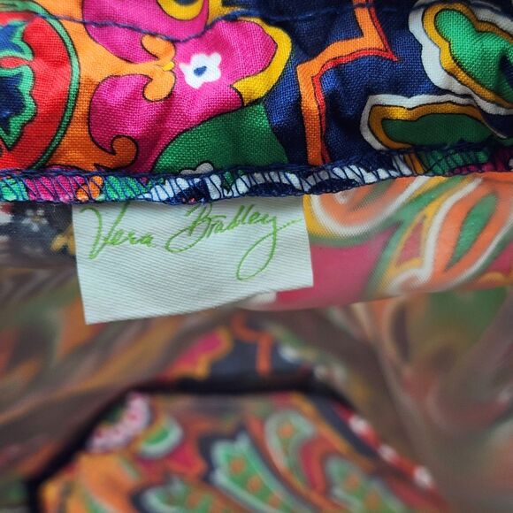 Vera Bradley 2013 Venetian Paisley Green Orange Red Ditty Drawstring Bag - Picture 6 of 9